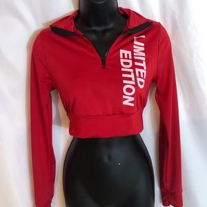 Red Zip Up Crop Top